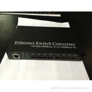 1000Base 8 fibers 1 RJ45 Media Converter